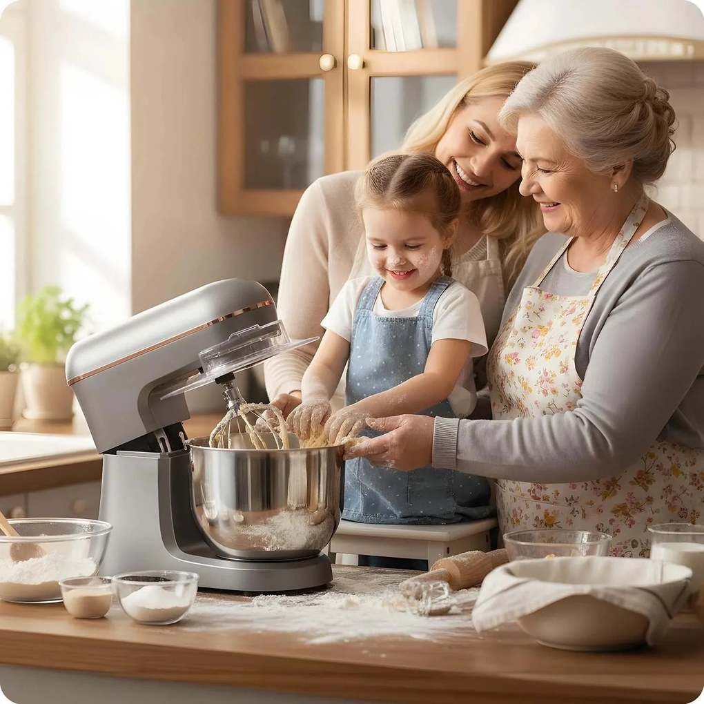 Berdsen 1400 W BD-756 3-v-1 planetárny mixér kuchynský robot 6 l Farba: strieborno-zlatý