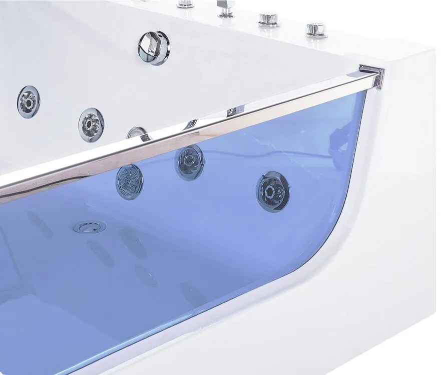 Vírivá vaňa s LED osvetlením 180 x 120 cm biela CURACAO Beliani