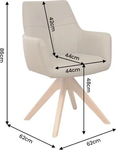 Dizajnová otočná stolička Devassy taupe koža / dub