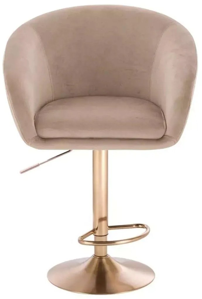 LuxuryForm DESIGN Barová stolička VENICE VELUR na zlatom tanieri - latte