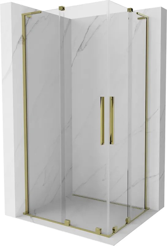 Mexen Velar L Duo, sprchový kút s posuvnými dverami 90 x 80 cm, 8mm číre sklo, zlatá lesklá, 871-090-080-02-03-50