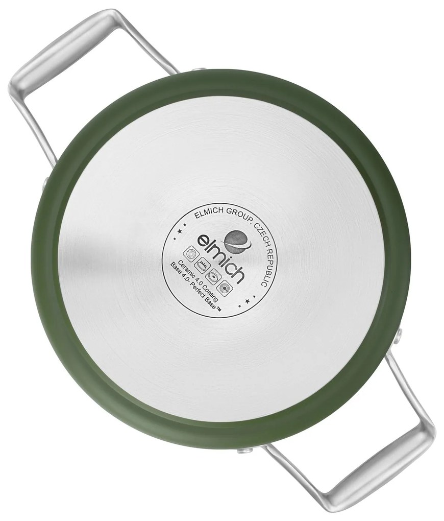 Elmich Nepriľnavý keramický hrniec Vital Ø 18 cm (2L) - olivovo zelená