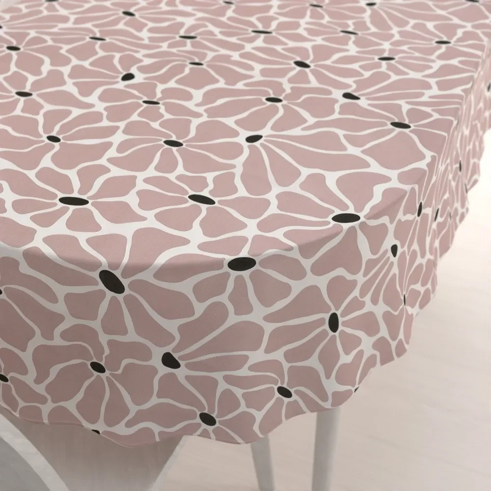 Biante Bavlnený oválny obrus Sandra SA-483 Hnedoružové designové kvety na bielom 80x120 cm