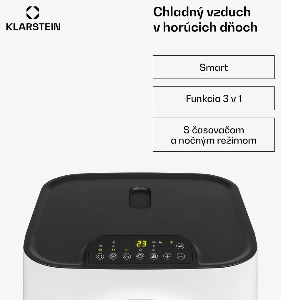 Klarstein Kraftwerk Smart 12K, mobilná klimatizácia 3 v 1, 12 000 BTU, ovládanie cez aplikáciu, biela