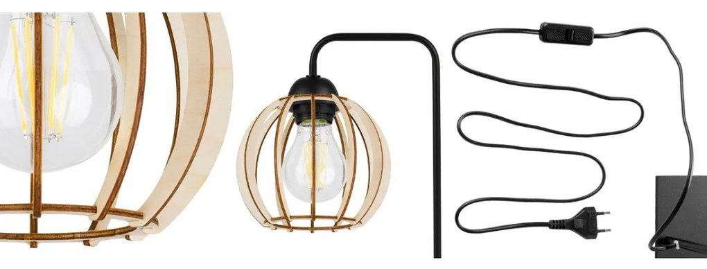 Stolná lampa Timber 8, 1x drevené tienidlo