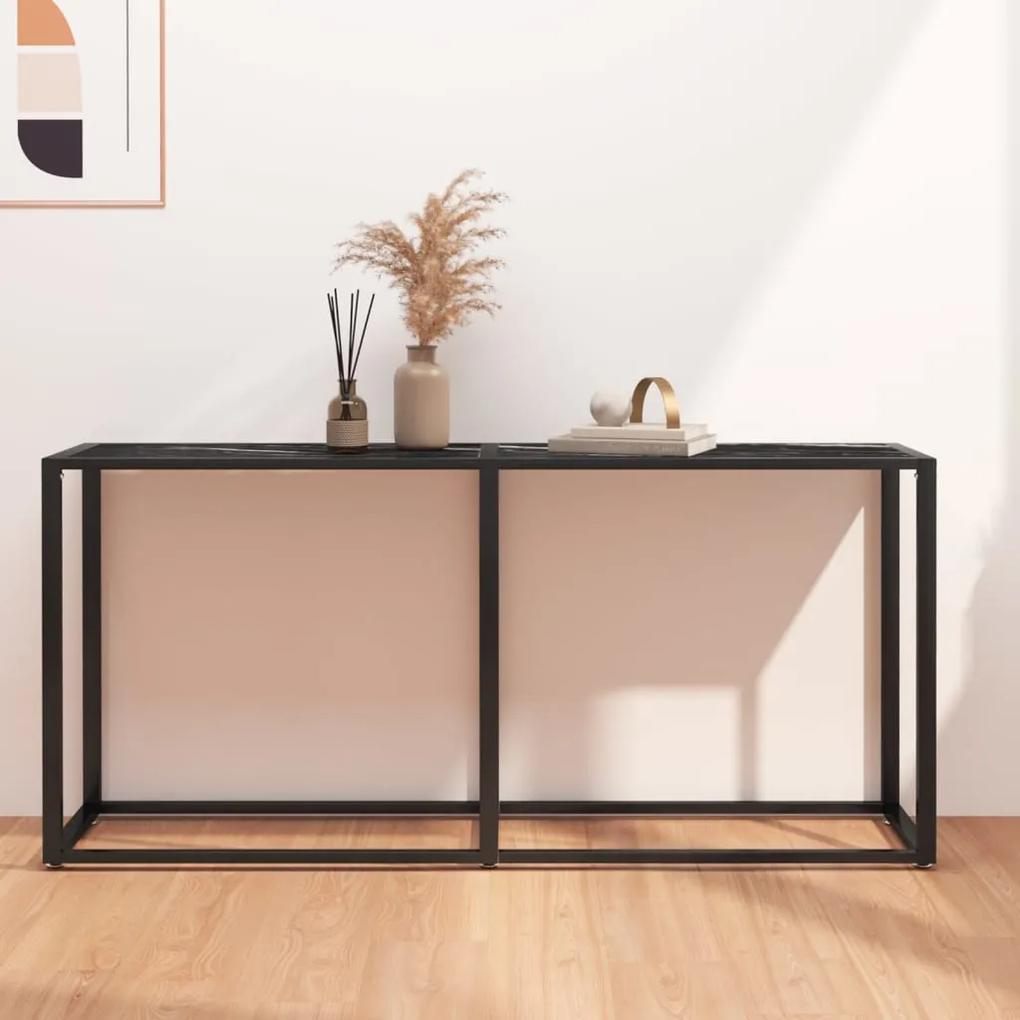 Konzolový stolík čierny mramor 160x35x75,5 cm tvrdené sklo