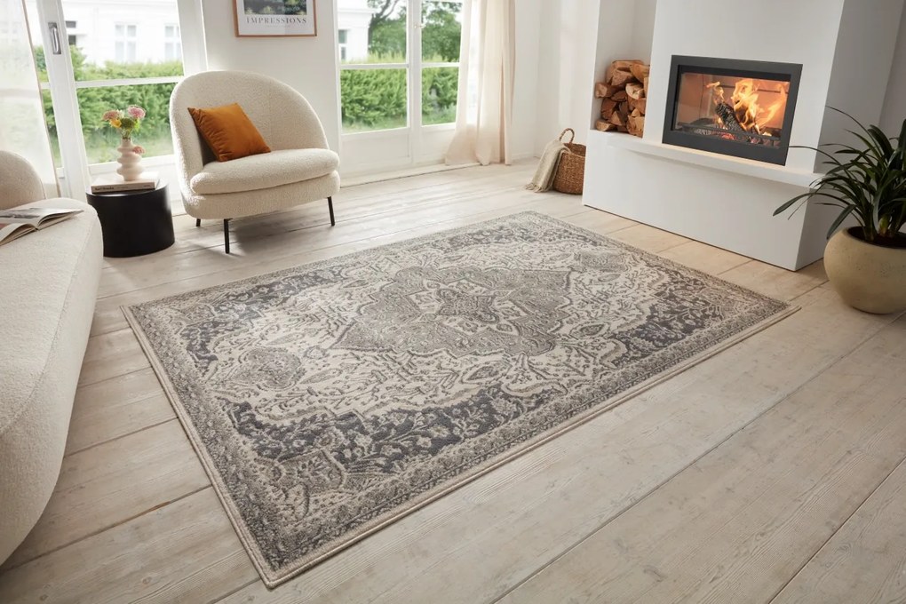 Hanse Home, Kusový koberec Terrain 105605 Orken Cream Grey, 120x170, béžová, obývacia izba