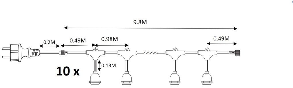LED svetelná reťaz Basic, 10m, (žiarovky sú súčasť balenia), b