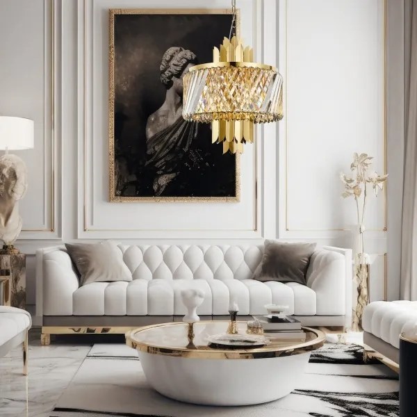 Luster na reťazi MARGOT 6xE14/40W/230V pr. 43 cm zlatá