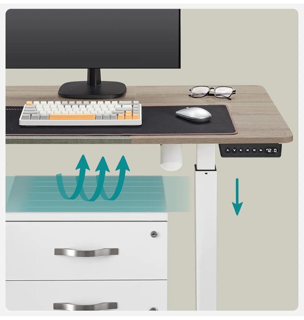 Elektricky nastavitelný psací stůl Redikt 140 cm bílý/hnědý