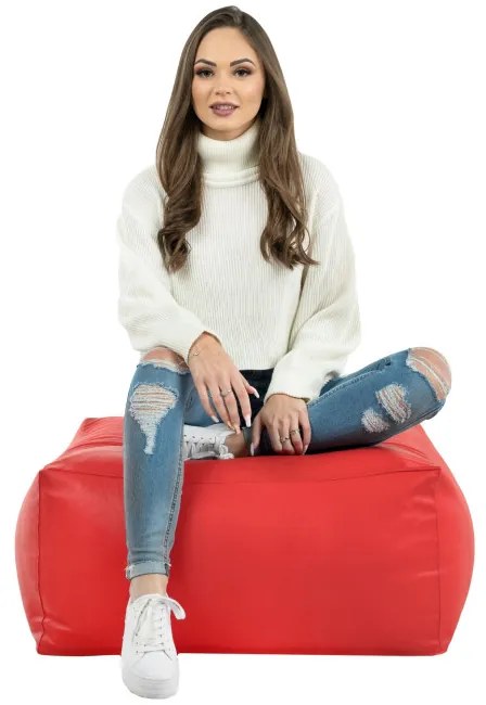 Taburetka červená kocka ekokoža