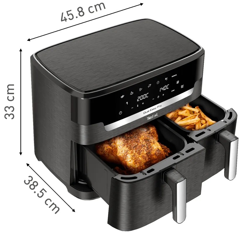 Teplovzdušná fritéza Tefal Dual XXL Easy Fry EY942HE0 Čierna