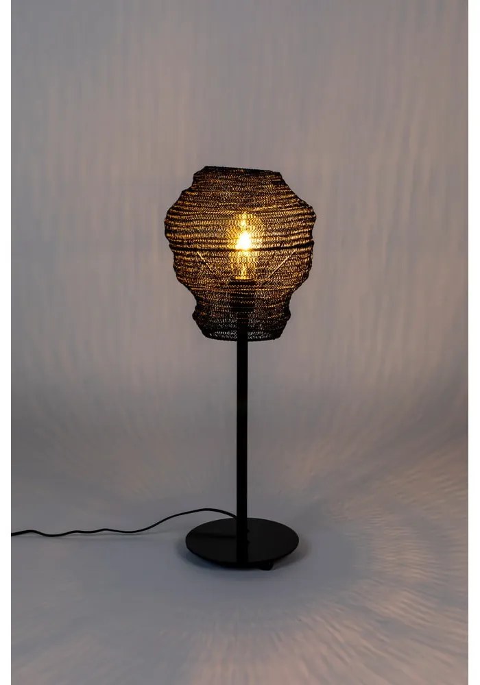 Čierna stolová lampa White Label Lena