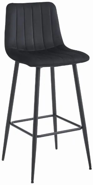 TRENDIE Zamatová barová stolička Florence čierna
