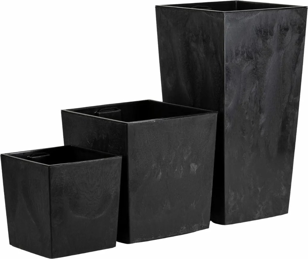 Sada 3 ks květináčů Walter černý beton