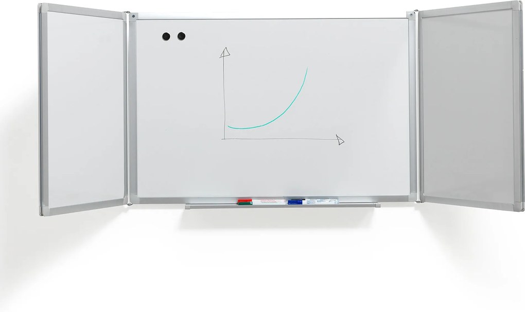 Biela magnetická tabuľa Tracey, trojdielna, 2400x900 mm