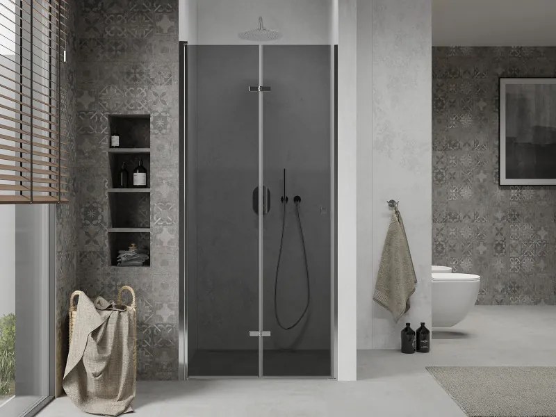 Mexen Lima, skladacie sprchové dvere do otvoru 90 x 190 cm, 6mm šedé sklo, chrómový profil, šedá, 856-090-000-01-40