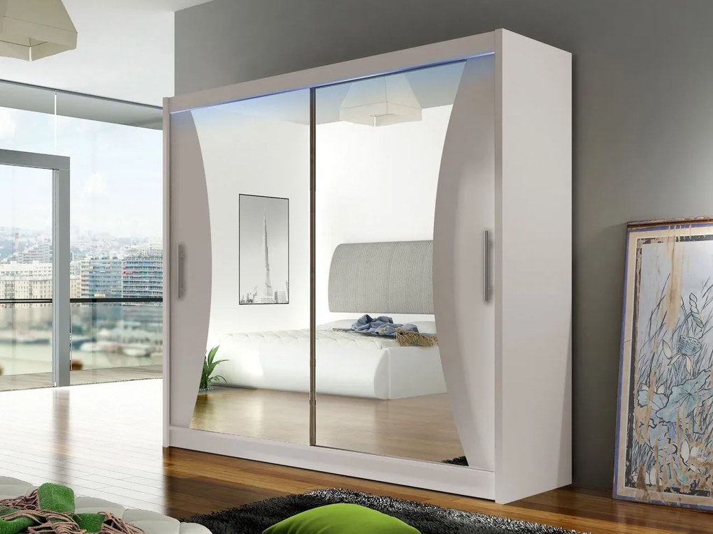 Šatníková skriňa London V, Farby: kašmír, Osvetlenie: osvetlenie LED RGB - farebné
