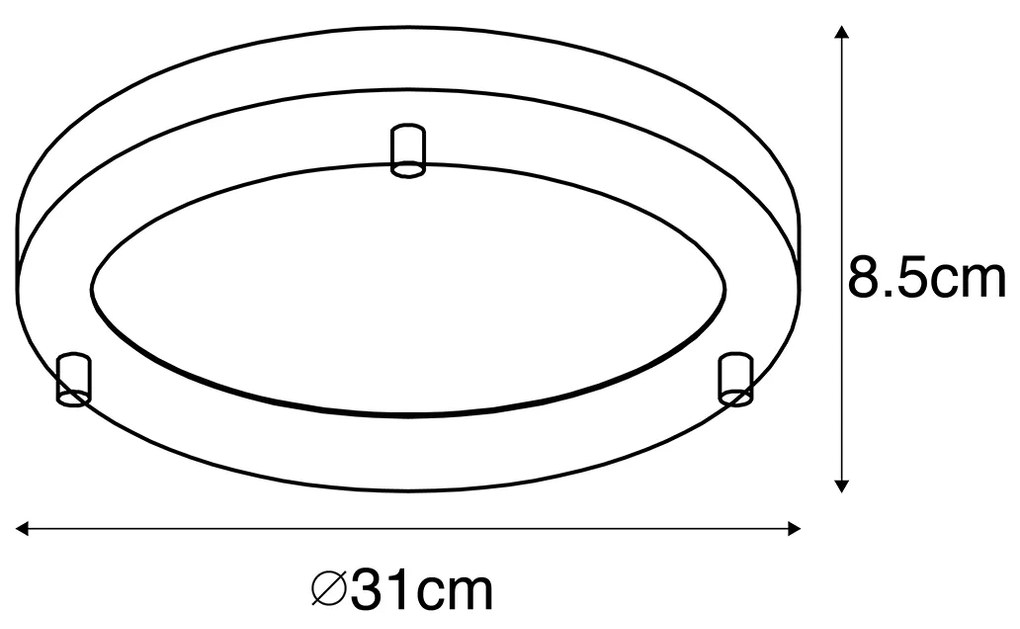 Inteligentné stropné svietidlo zlaté 31 cm IP44 vrátane Wifi A60 - Yuma