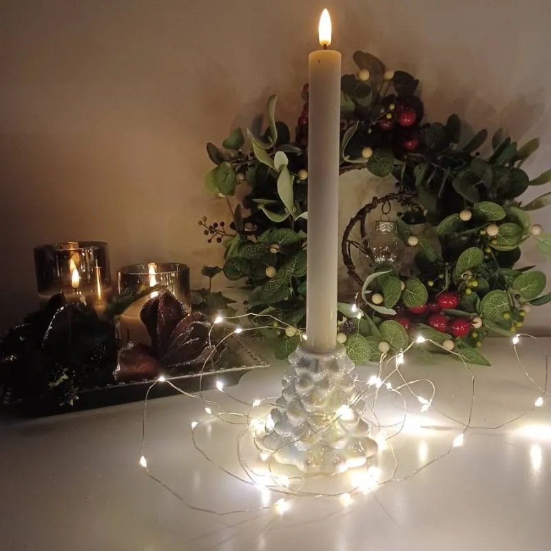 DECOLED Svícen, 8,5 x 8,5 x 8 cm, bílý