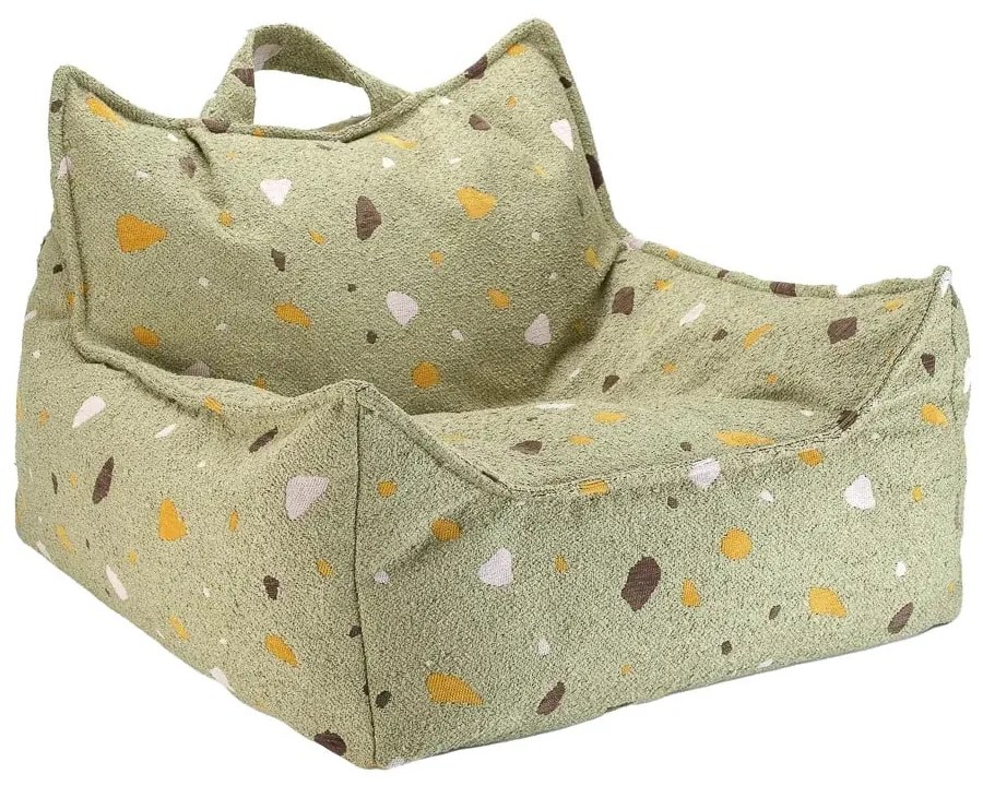 Zelený detský sedací vak z textílie buklé/ženilkový Terrazzo Chair – Wigiwama
