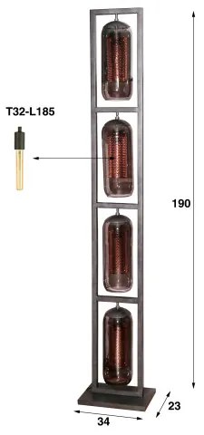 Stojaca lampa 78-38 4L Tower Smoked Glass - Komfort-nábytok