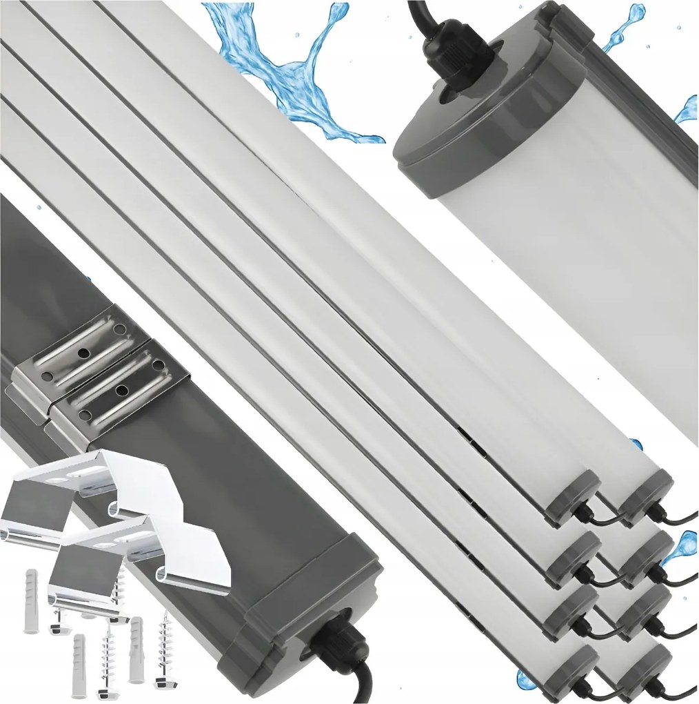 8x LED stropné svietidlo 60W 6600lm 120cm 230v - neutrálna biela