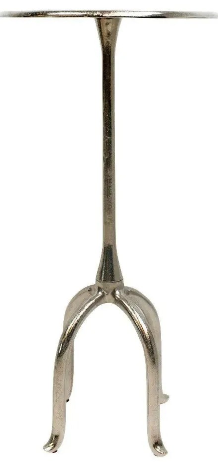 Strieborný raw kovový okrúhly odkladací stolík - 46*46*75cm