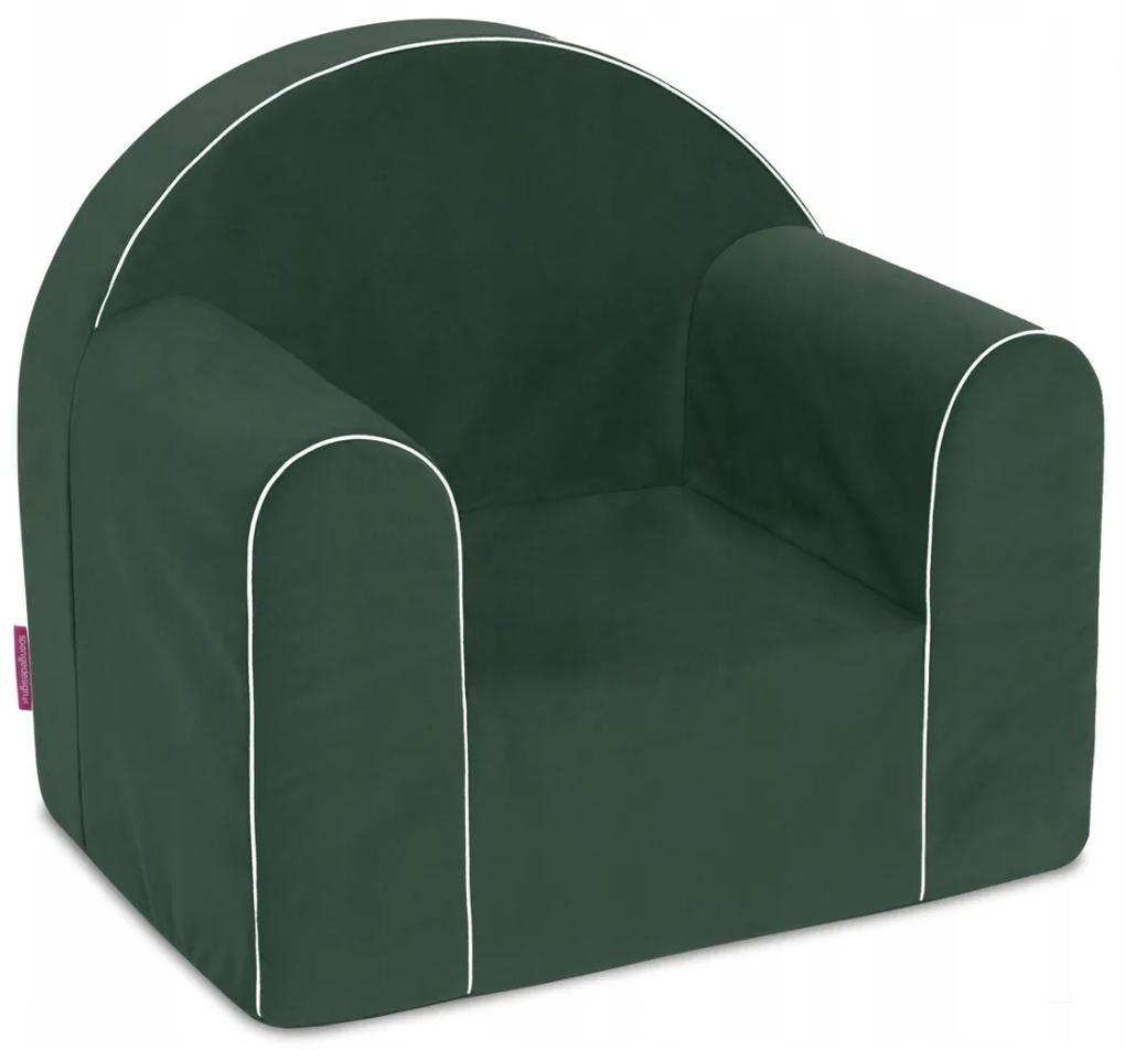 Vulpi Jednofarebné detské kresielko, fotel Velvet Farba: zelená