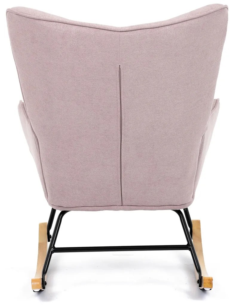 Autronic - Křeslo houpací, potah růžová látka, dřevěné nohy, masiv kaučukovník - AK-371 PINK2