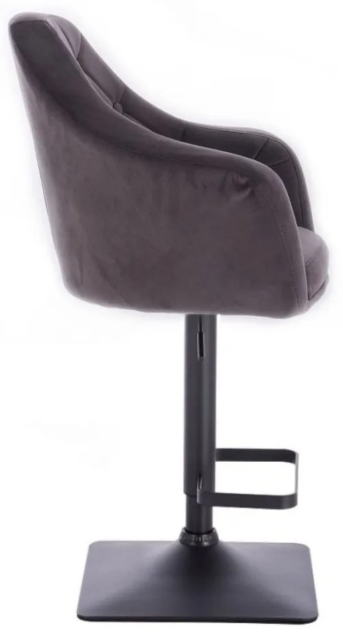 LuxuryForm DESIGN Barová stolička ANDORA VELUR na čiernej hranatej podstave - tmavo šedá