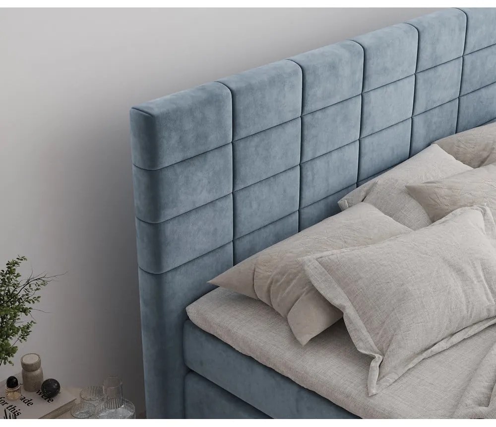 Modrá boxspring posteľ s úložným priestorom 180x200 cm Ava – Maison de Rêve