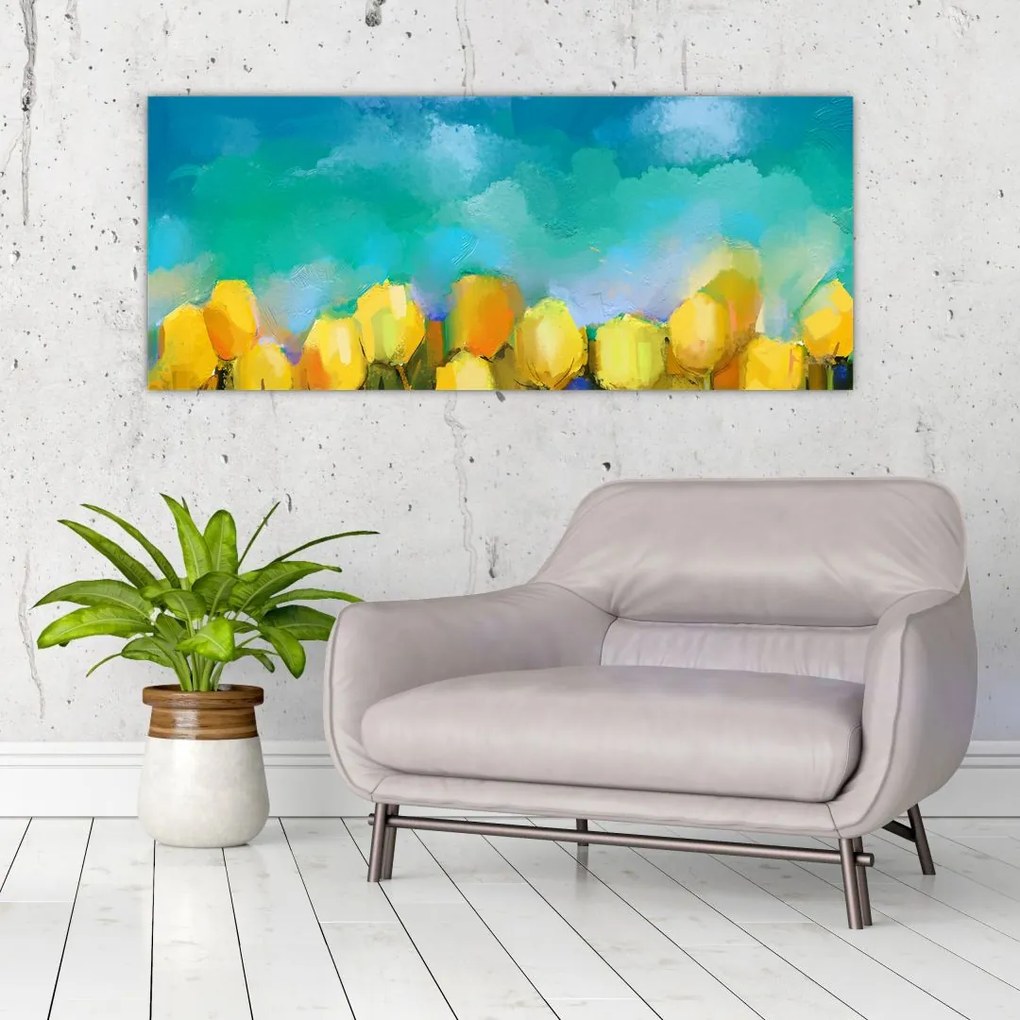 Obraz žltých tulipánov (120x50 cm)