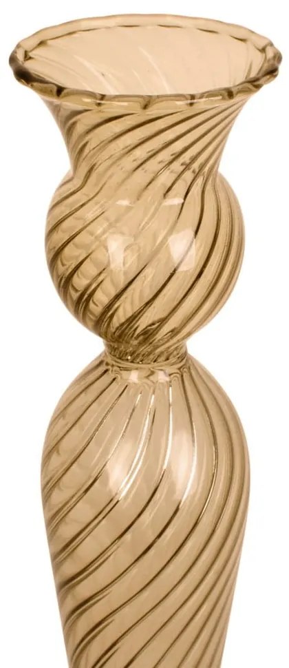 Svetlohnedý sklenený svietnik PT LIVING Swirl, výška 26,5 cm