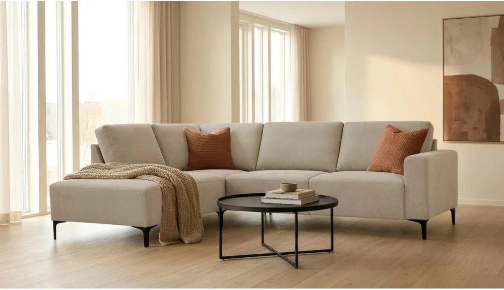 Svetlohnedá ženilková rohová pohovka (ľavý roh/do L) Fabian – Scandic