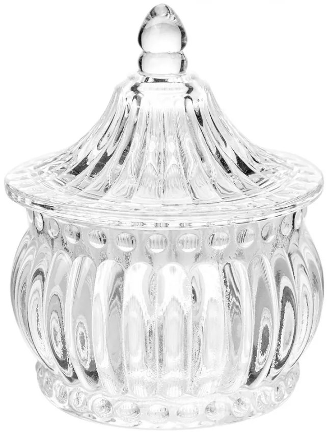 Sklenená úložná dóza na curovinky - Ø 8*10 cm