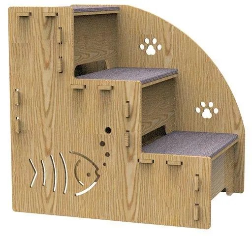 DIY drevené schodíky pre domáce zvieratá Svetlé drevo