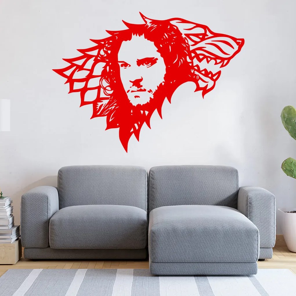 Veselá Stena Samolepka na stenu na stenu Jon Snow Hra o tróny Farba: černá