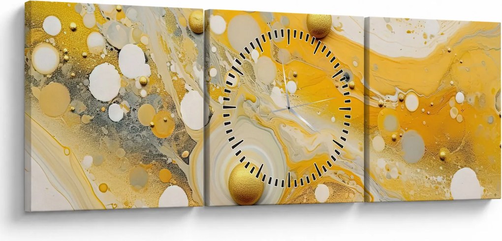 Obraz - Abstraktné pozadia so zlatým dekorom (s hodinami) (90x30 cm)