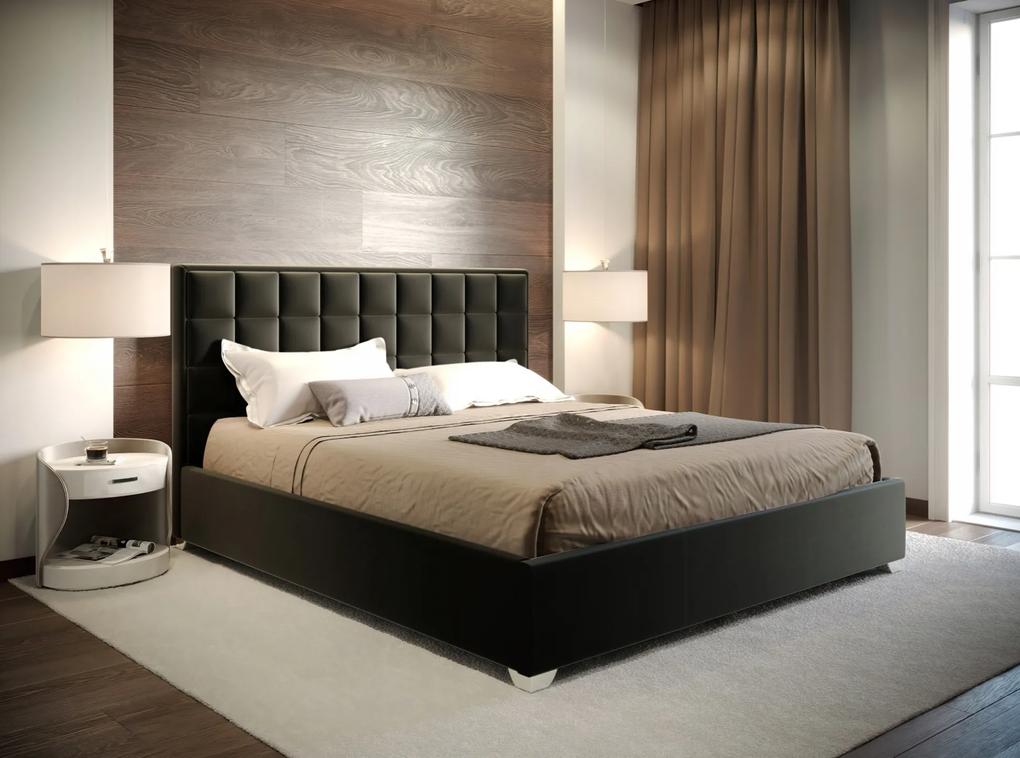 PROXIMA.store - Manželská čalúnená posteľ MONZA - čierna ROZMER: Pre matrac 160 x 200 cm