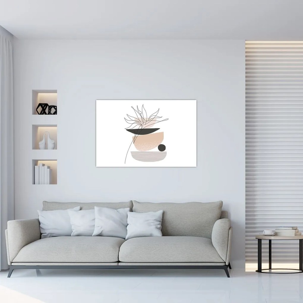 Obraz - Line art kvety N⁰1 (90x60 cm)