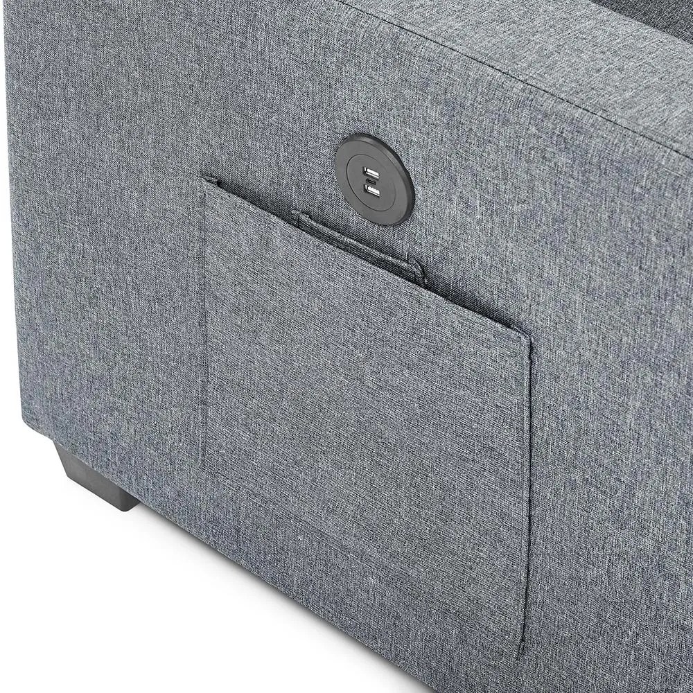 Univerzálna rohová rozkladacia sedacia súprava Catini PORTIVA s úložným priestorom a USB sivá