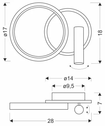 LED nástenné bodové svietidlo MONET LED/15W/230V zlaté