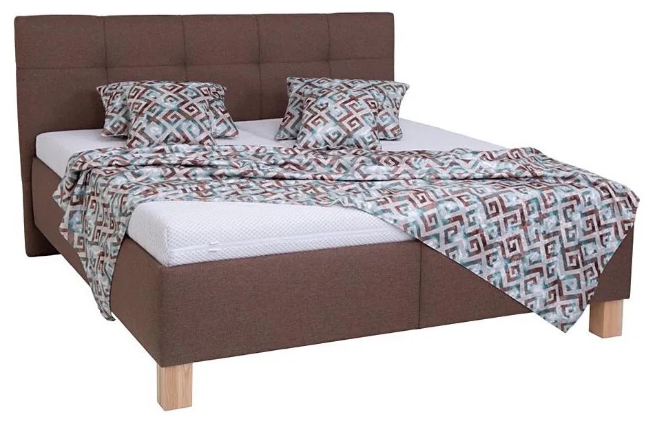 Čalúnená posteľ s matracom a úložným priestorom MARIA 160x200 cm hnedá