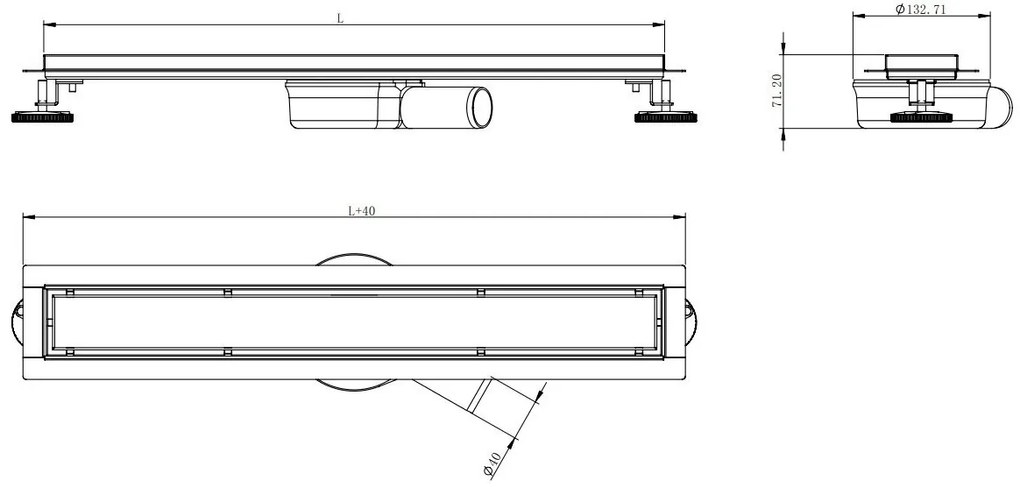 Mexen Flat lineárny nerezový žľab 80 cm, 360° sifón, vzor M33, nerez, 1033080-40