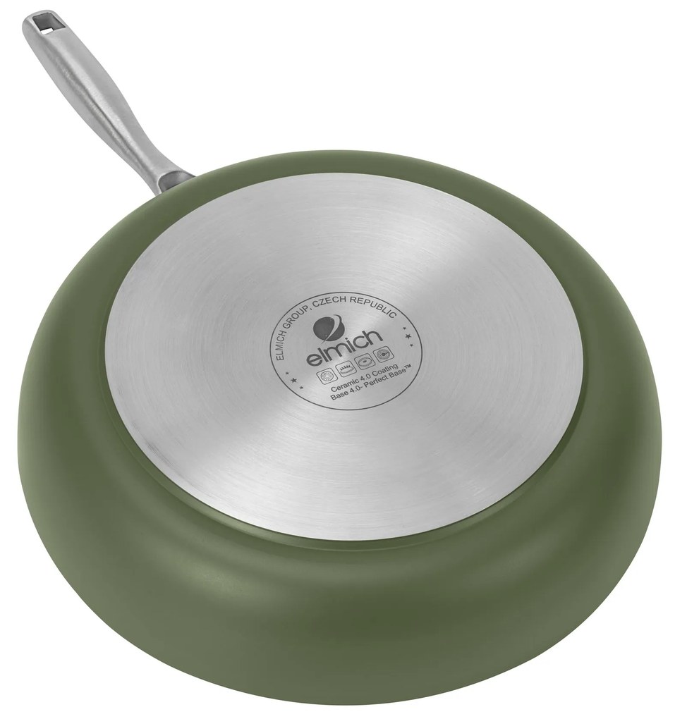 Elmich Nepriľnavá keramická panvica Vital Ø 28 cm - olivovo zelená