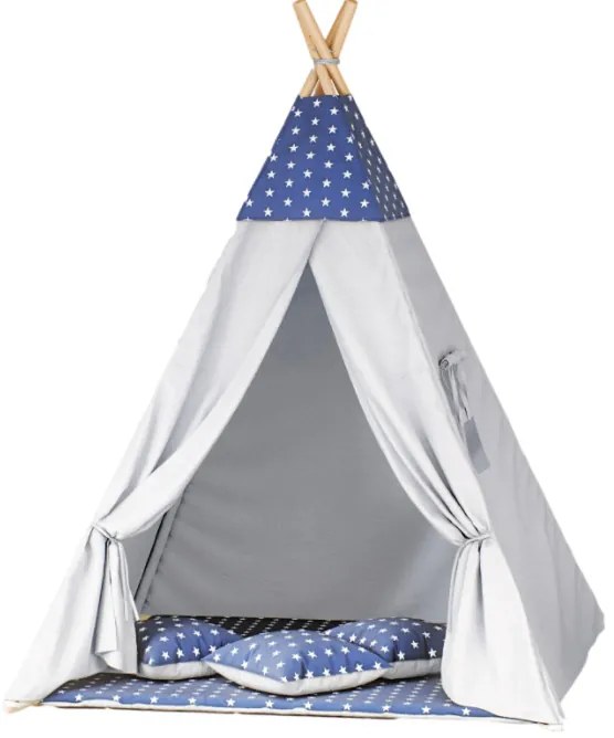 Detský stan Tipi hviezdy granát/sivý