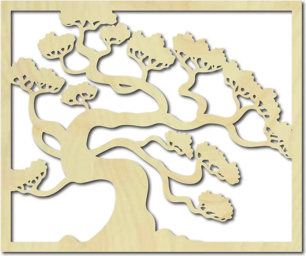 SENTOP | Drevený obraz na stenu strom bonsai z preglejky topoľ DRAZSKA I 3D HODINY PR0214 HEU+