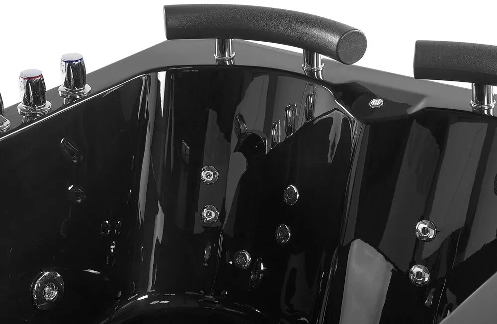 Vírivá rohová vaňa s LED osvetlením pravostranná 160 x 113 cm čierna PARADISO Beliani