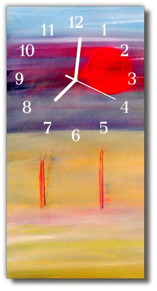Sklenené hodiny vertikálne Farebné maľované umenie 30x60 cm